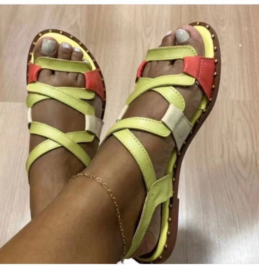Damen farbenfrohe Sandalen mit flexiblen Riemen EB