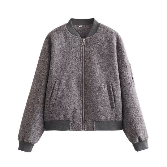 Damen Lässige Bomberjacke mit hochwertigem Wollmix EB