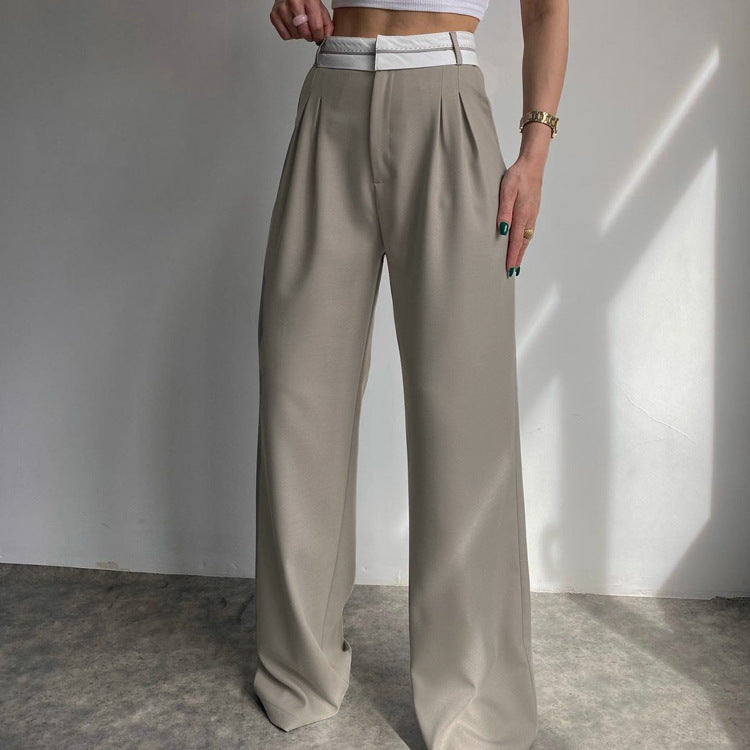 Damen weite Hochbundhose mit eleganten Falten EB