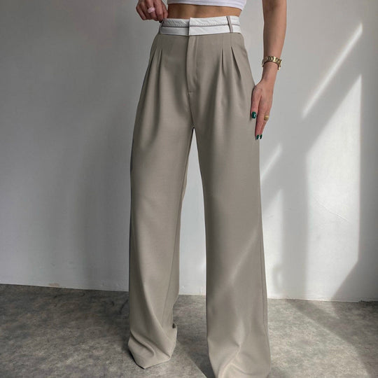 Damen weite Hochbundhose mit eleganten Falten EB