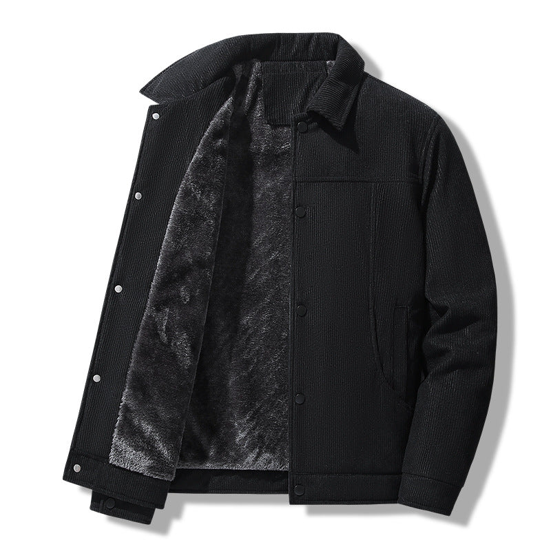 Herren Cordjacke im lässigen Worker-Style mit Druckknopfverschluss und seitlichen Eingrifftaschen EB