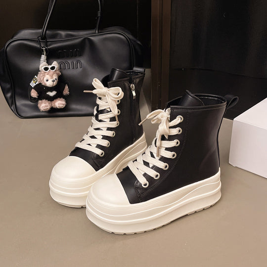Damen hohe Sneakers mit Plateau-Sohle und elegantem Schnürsystem EB