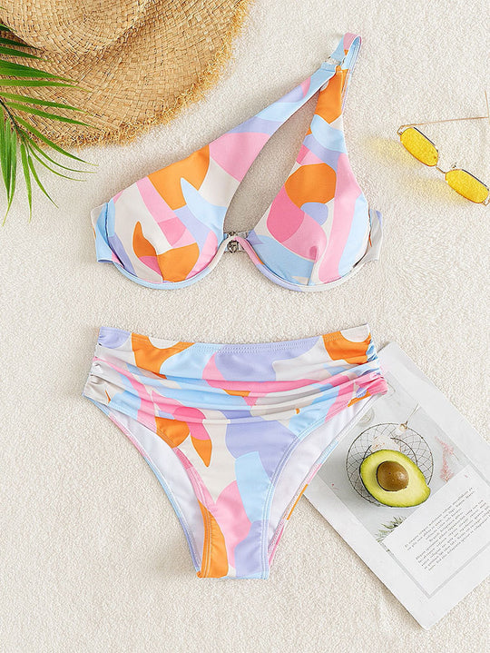 Damen Bikini-Set mit dreieckigem Oberteil und hoch geschnittenem Unterteil EB