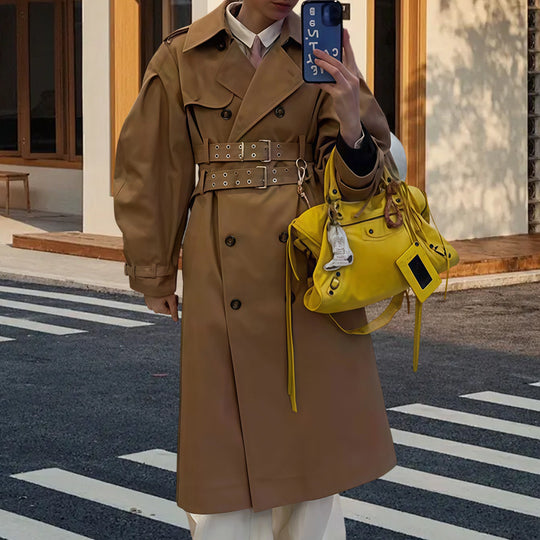 Damen wasserabweisender Trenchcoat mit Taillengürtel EB