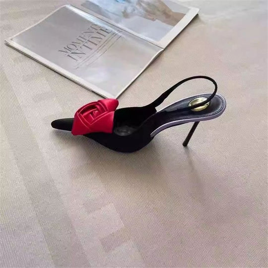 Damen Slingback Pumps mit eleganter Satinverzierung EB