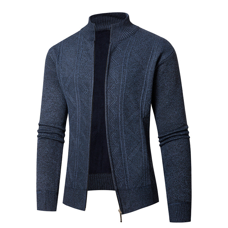 Herren Strickjacke mit eleganten Mustern und modernem Stehkragen EB