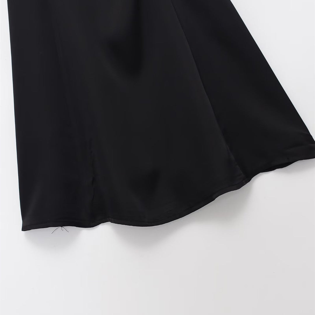 Damen Spaghettiträgerkleid mit elegantem Volant und raffiniertem Schnitt EB