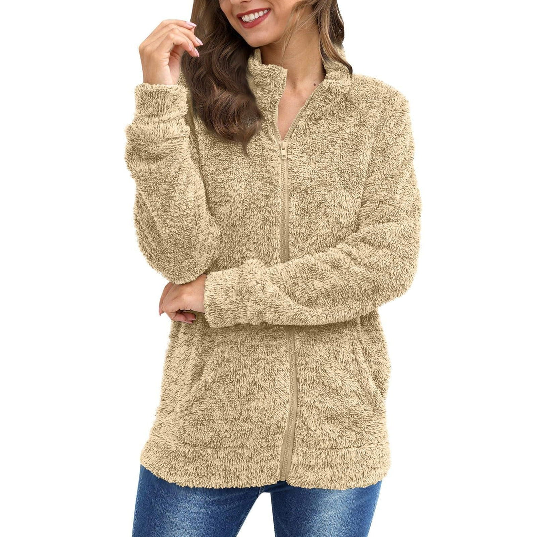 Damen Kuscheljacke mit durchgehendem Reißverschluss und weichem Plüschstoff EB