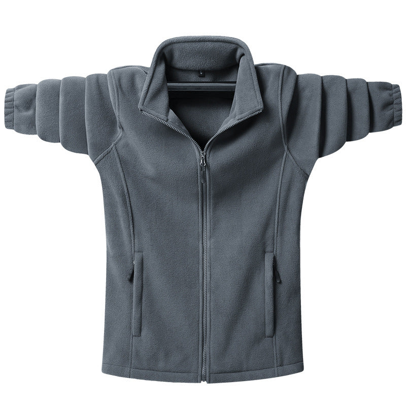 Herren klassische Fleecejacke mit durchgehendem Reißverschluss, Stehkragen und verdeckten Eingrifftaschen EB