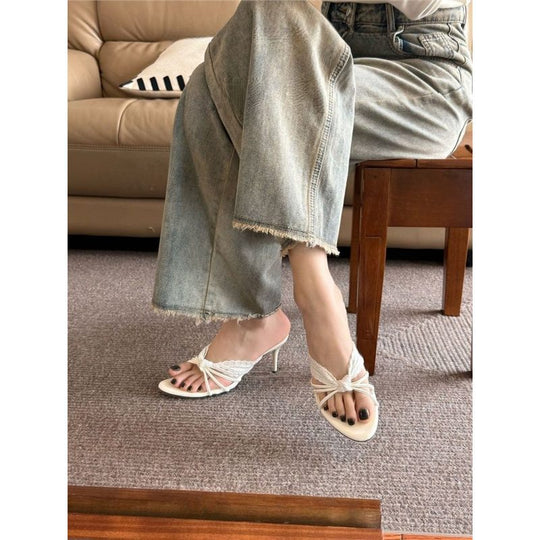 Damen schicke Slingback Sandalen mit zierlichem Riemendesign EB