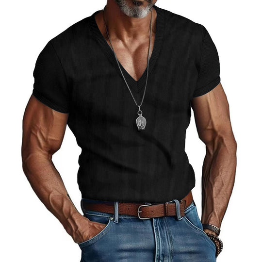 Herren Kurzarm V-Ausschnitt T-Shirt EB