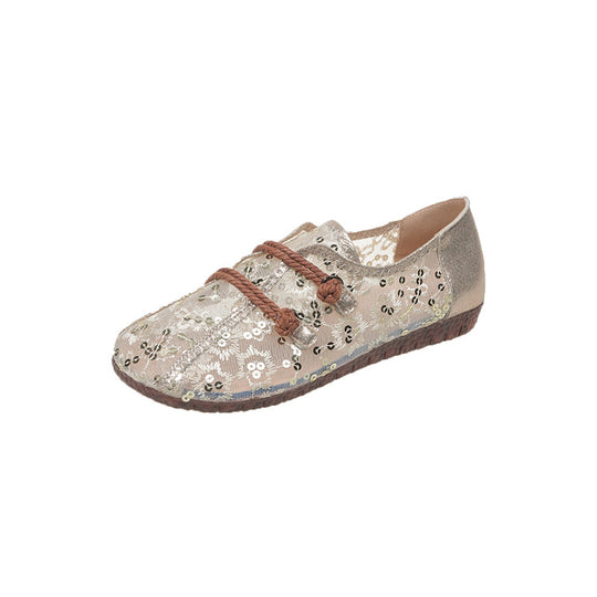 Damen Bequeme Slipper mit schimmerndem Paillettenmuster EB