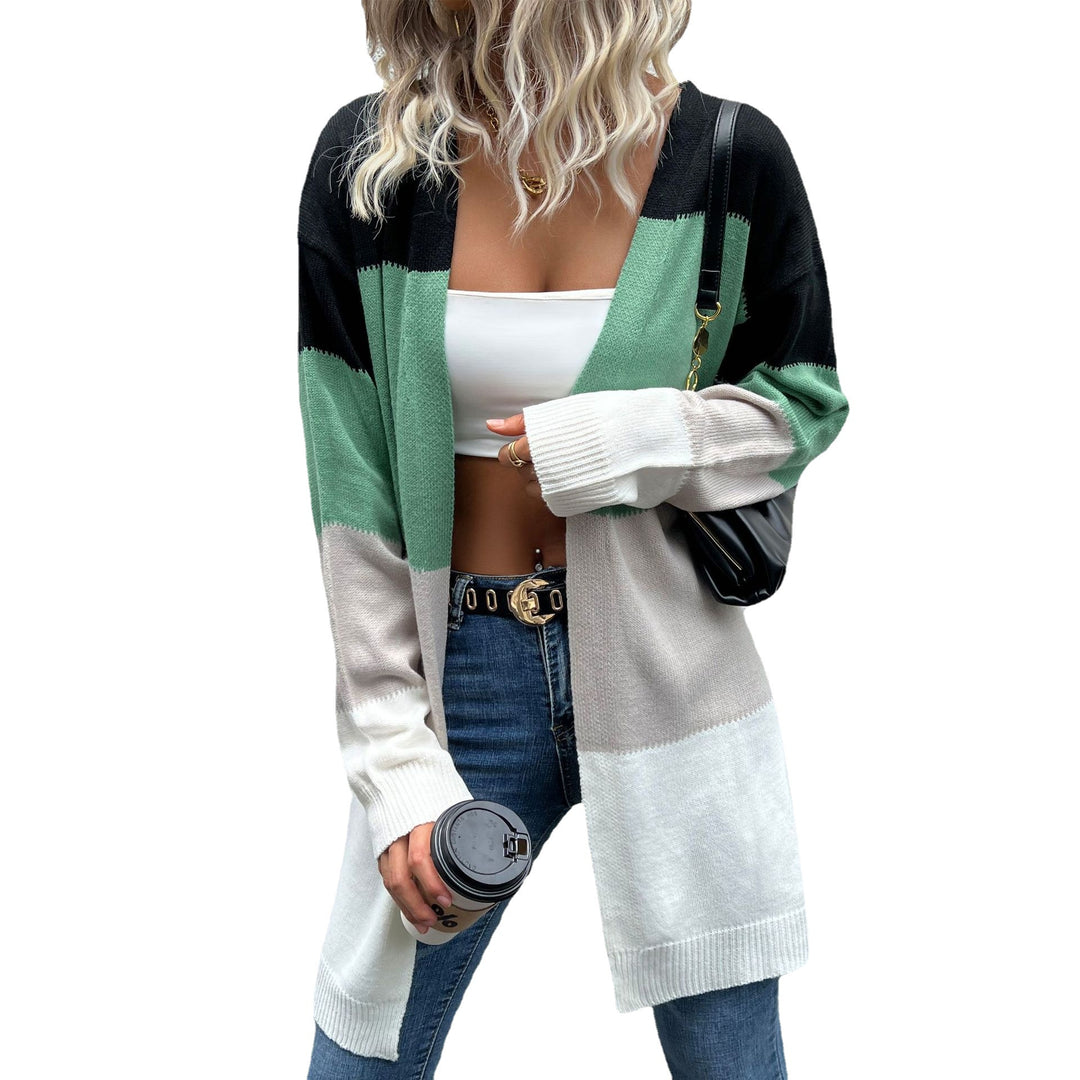 Damen lässiger Cardigan mit farbblockierendem Design EB