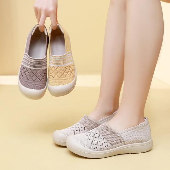 Damen Atmungsaktive und komfortable Slip-On Schuhe mit elastischem Einsatz EB