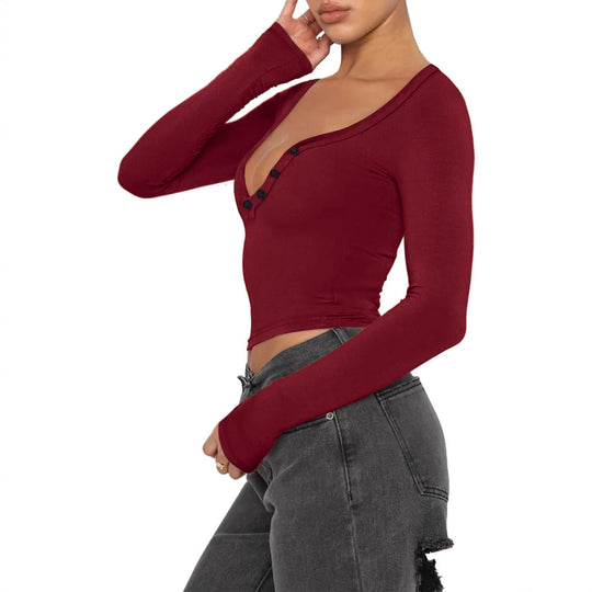 Damen Figurbetontes Langarmshirt aus elastischem Stoff EB