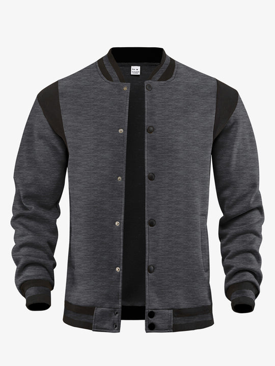 Herren nan legere Baseballjacke in Sweatqualität mit Druckknopfleiste geripptem Kragen und kontrastierendem Schulterbesatz EB