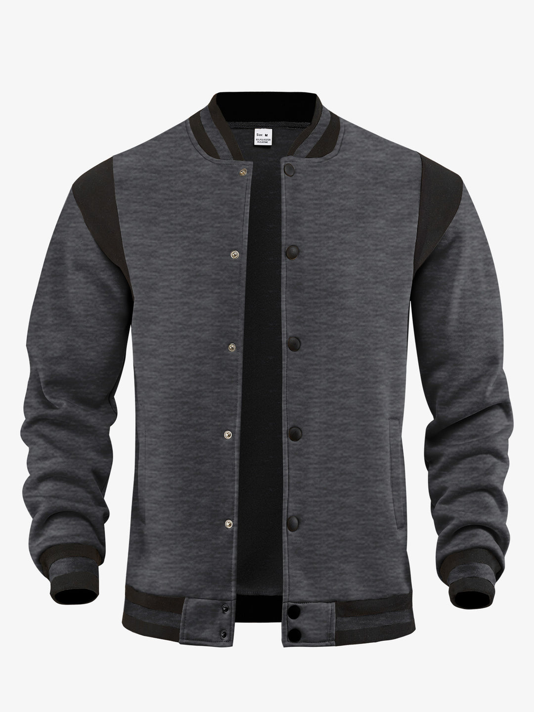 Herren nan leichte Collegejacke im Varsity-Look mit Druckknopfverschluss Rippbündchen und Kontrast-Schulterbesatz EB