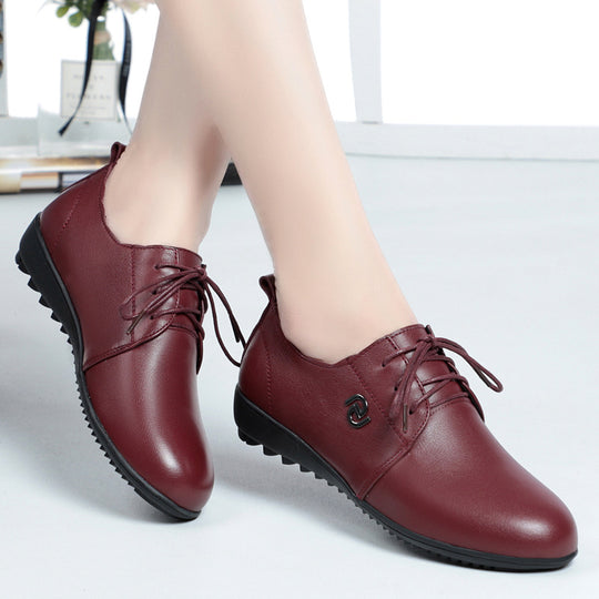 Damen Bequeme Schnürschuhe aus hochwertigem Leder mit rutschfester Sohle EB