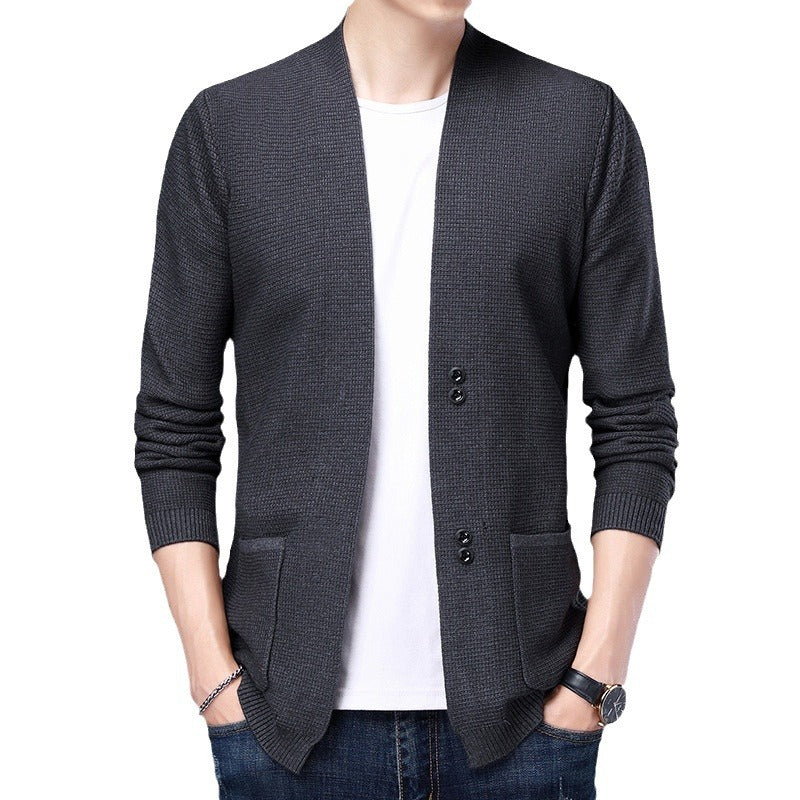 Herren Strickjacke mit lässigem Schalkragen und aufgesetzten Taschen EB
