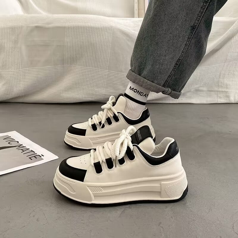 Damen modische Sneakers mit durchgehendem Plateau und elastischen Schnürsenkeln EB