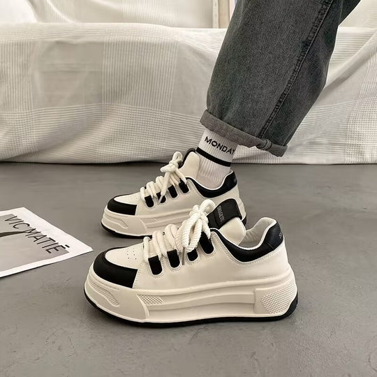 Damen modische Sneakers mit durchgehendem Plateau und elastischen Schnürsenkeln EB
