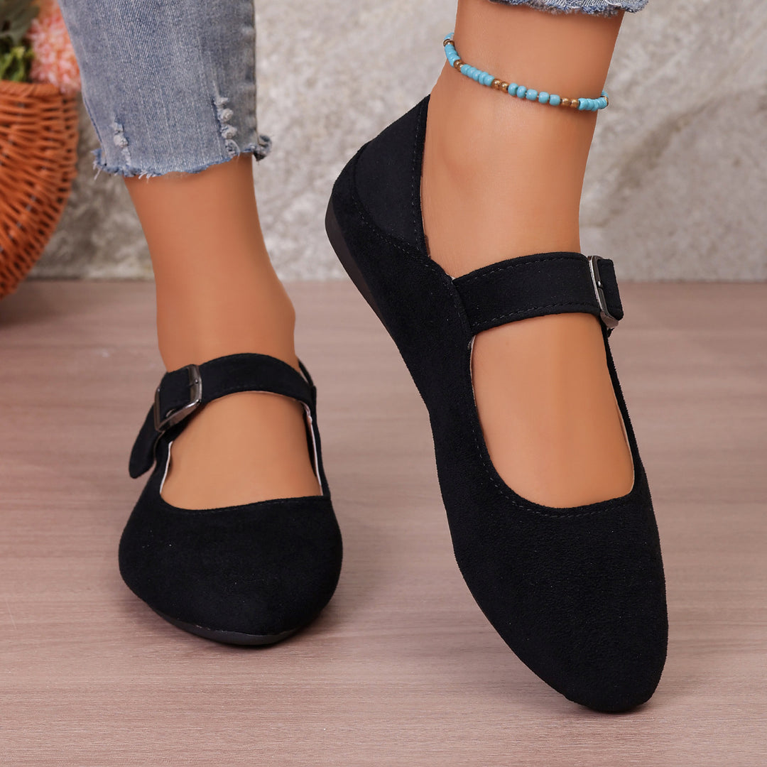 Damen Ballerinas mit praktischem Riemenverschluss und trendigem Leo-Muster EB
