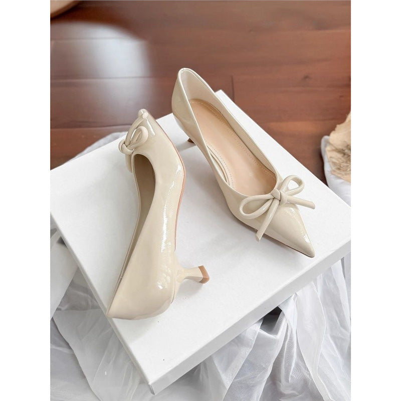 Damen spitze Ballerinas mit elegantem Schleifendetail EB