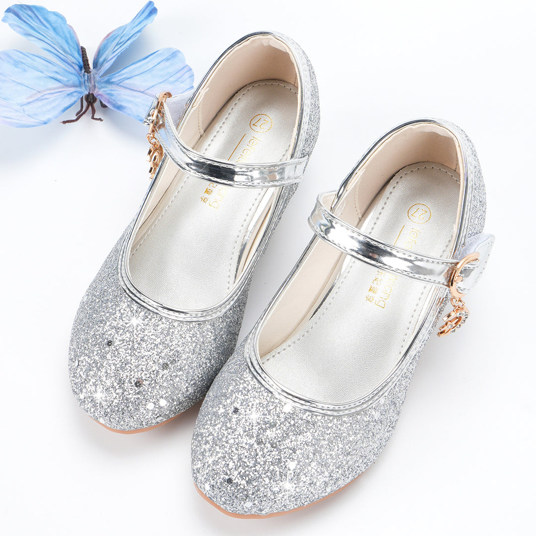 Mädchen Glitzernde Ballerinas mit verstellbarem Riemen und Schmuckdetails EB