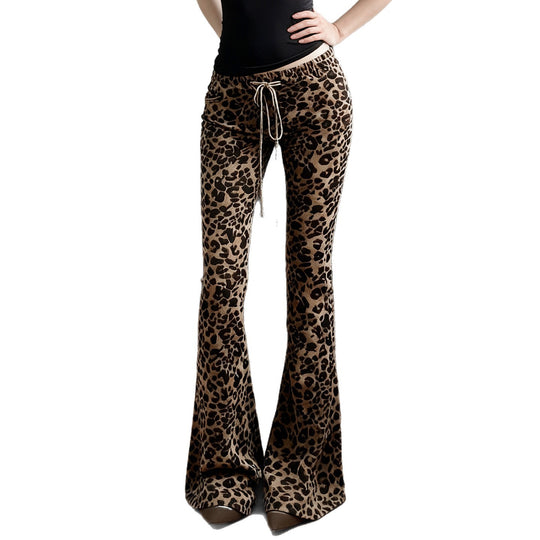 Damen Flared Leopardenmuster Hose EB