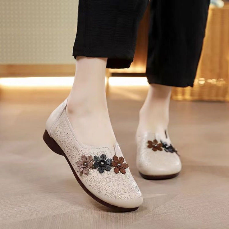Damen Slip-On Ballerinas mit floralem Dekor und komfortablem Fußbett EB