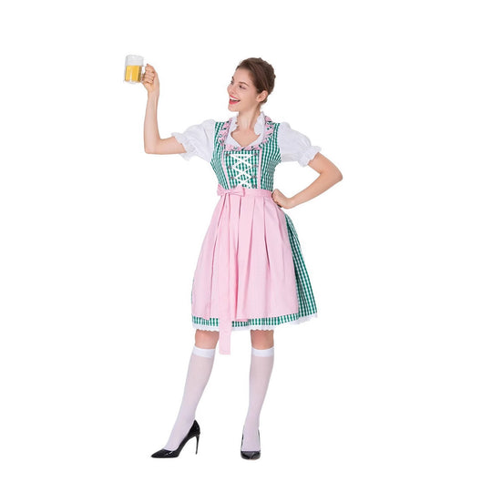 Damen Trachtenkleid mit traditionellen Karomuster und eleganten Rüschen EB