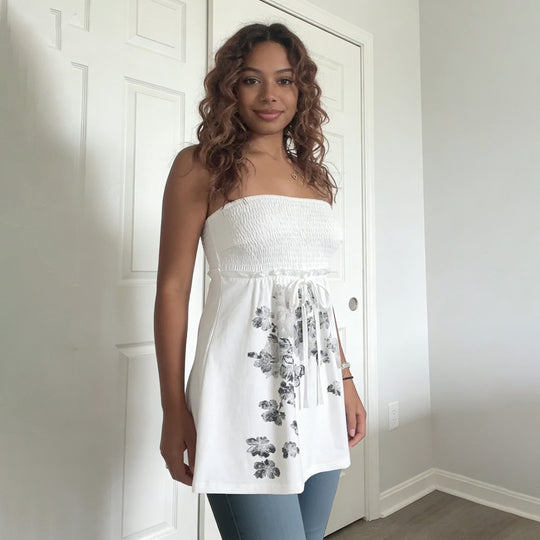 Damen Baumwollrock mit floralen Mustern und elastischem Bund EB