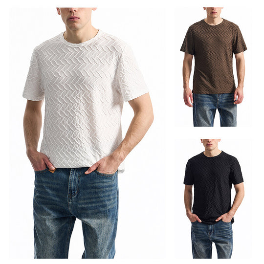Herren T-Shirt mit strukturiertem Muster und lässiger Passform EB