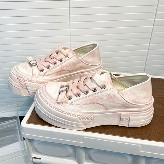 Damen modische Sneakers mit stabiler Plateau-Sohle und praktischem Schnürsystem EB