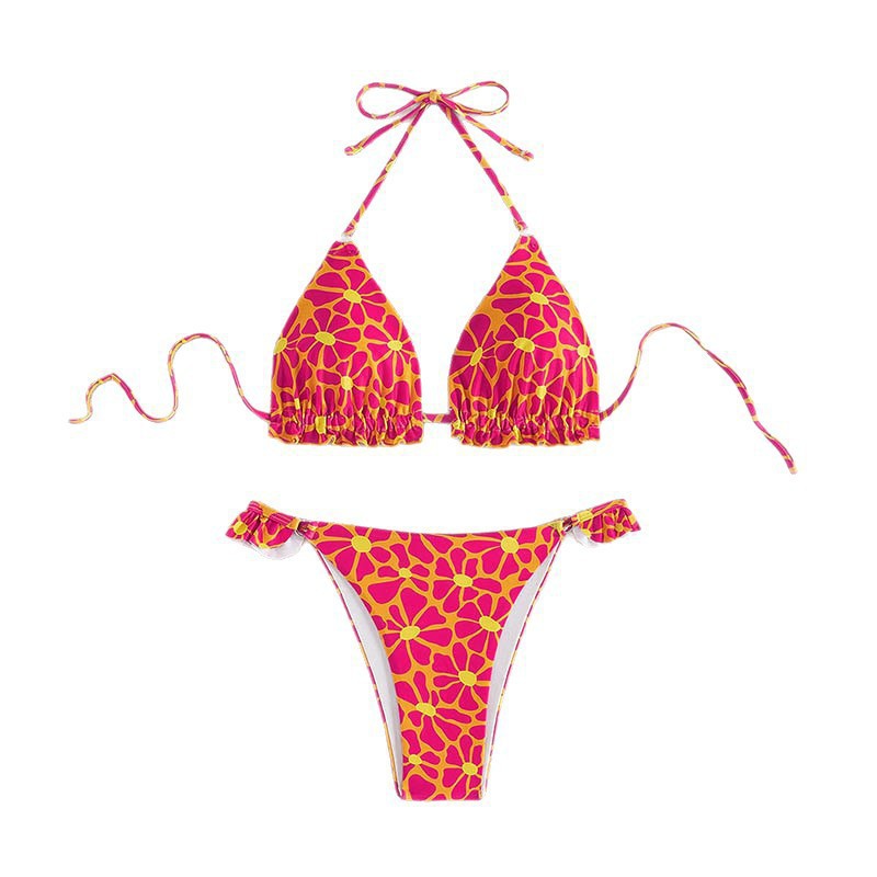 Damen Triangel-Bikini mit verspieltem Blumendesign EB