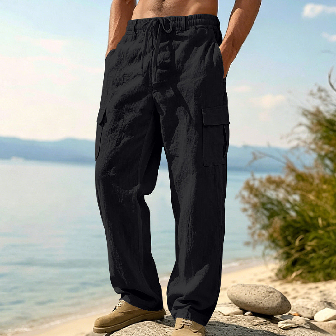 Herren Cargo-Hose mit Kordelzug, weitem Schnitt und aufgesetzten Taschen EB