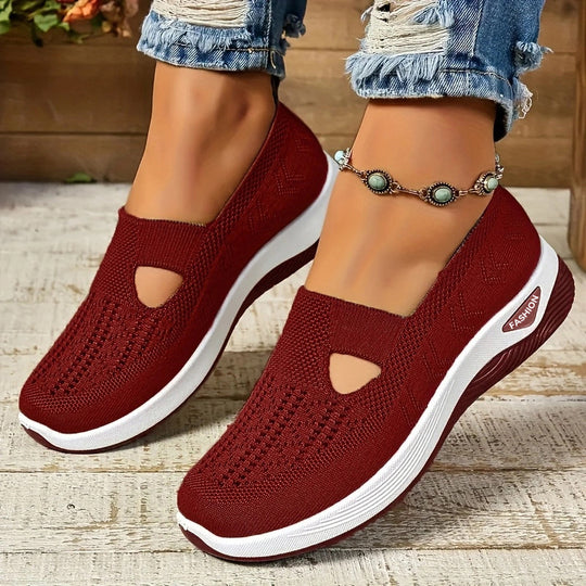 Damen Bequeme Slip-On Sneakers mit atmungsaktiver Netzstruktur EB