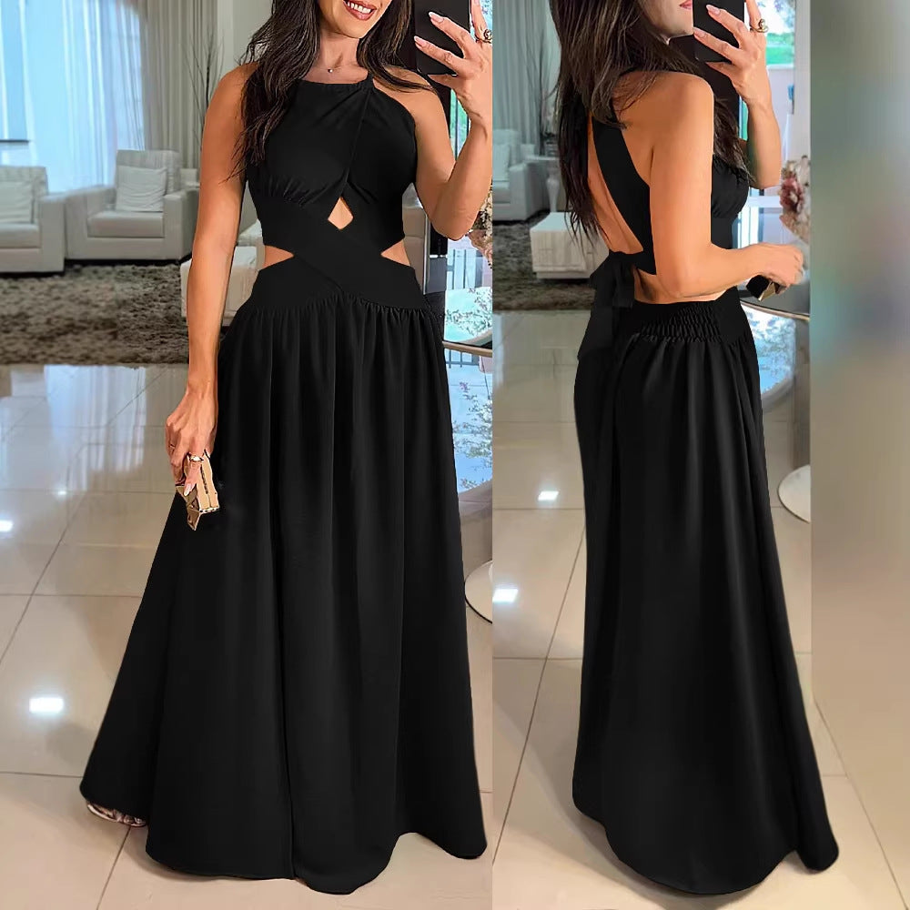 Damen Maxikleid mit eleganter Überkreuzung und modischem Ausschnitt EB