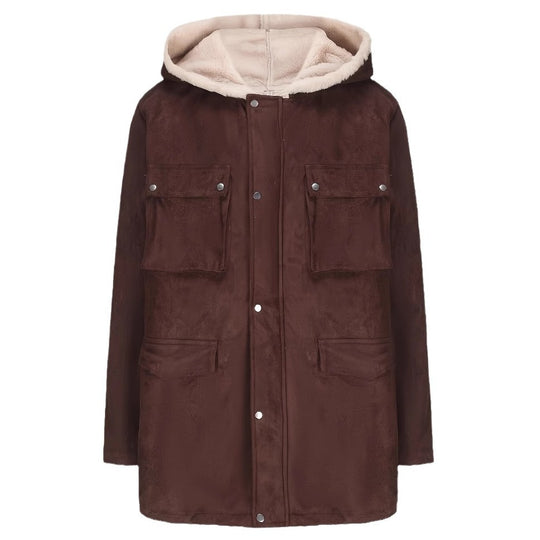 Damen elegante und warme Fleecejacke mit Kapuze EB