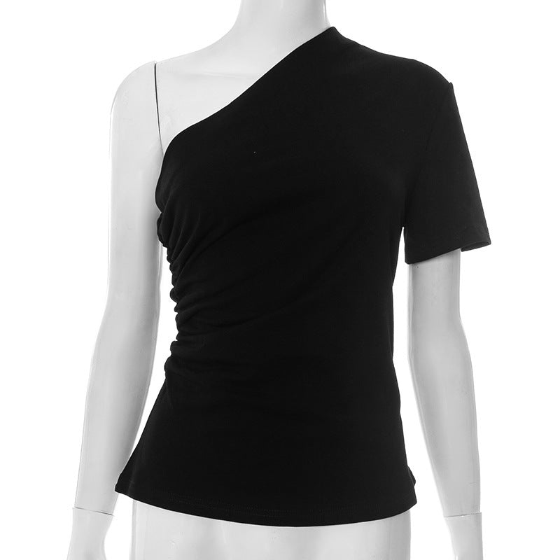 Damen asymmetrisches Kurzarmshirt mit elegantem Schnitt EB