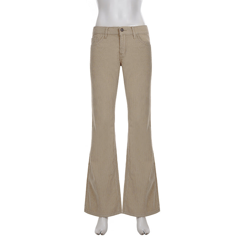Damen nan Corduroy Schlaghose mit hoher Taille, figurformenden Nähten und weitem Bootcut EB