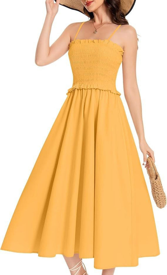 Damen Maxikleid mit geschnürtem Oberteil und fließendem Rock EB