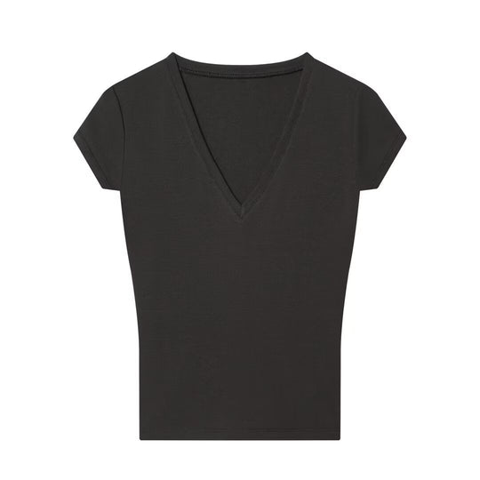 Damen V-Ausschnitt T-Shirt aus hochwertiger Baumwolle EB