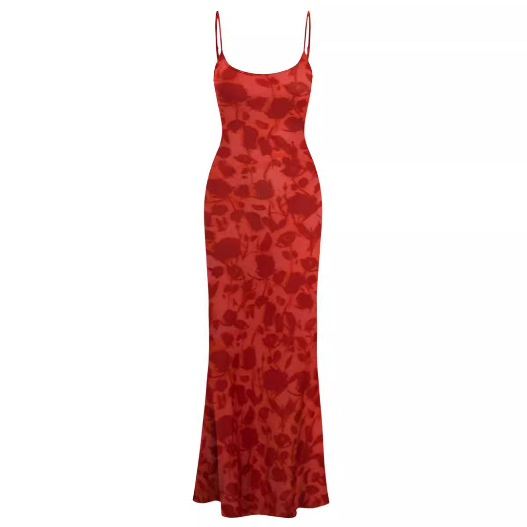 Damen Maxikleid mit Spaghetti-Trägern und elegantem Fließschnitt EB