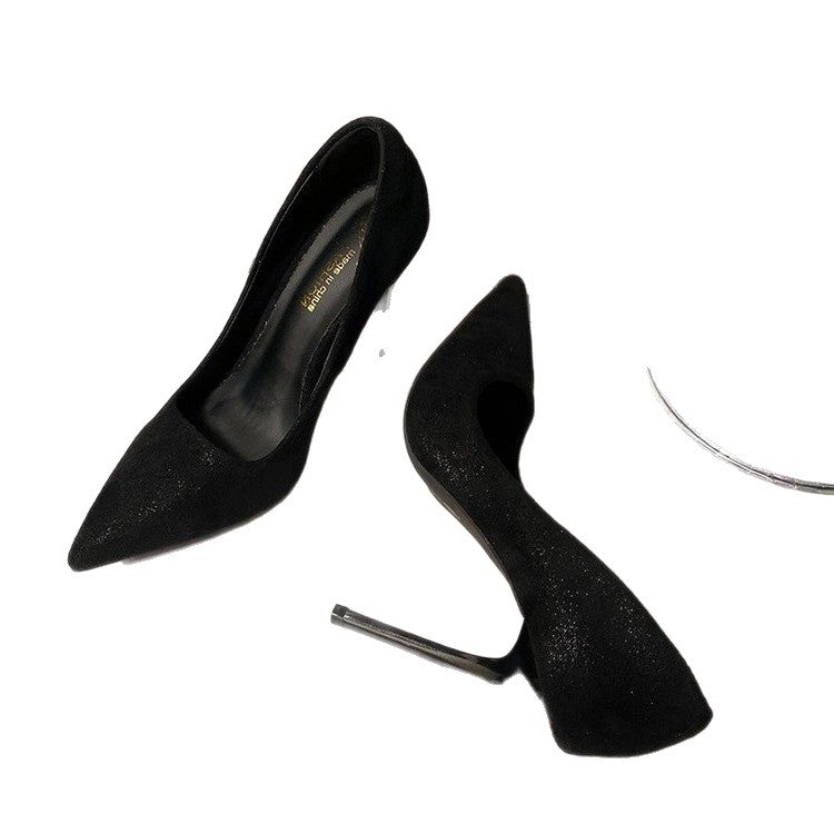 Damen elegante spitze Pumps mit feinem Veloursleder EB