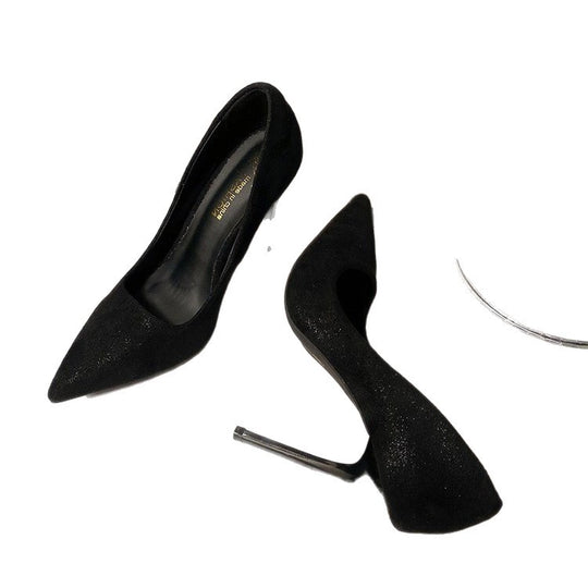 Damen elegante spitze Pumps mit feinem Veloursleder EB