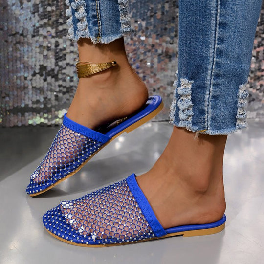 Damen Komfortable Slipper mit funkelndem Netzdesign und anatomischer Fußbettung EB