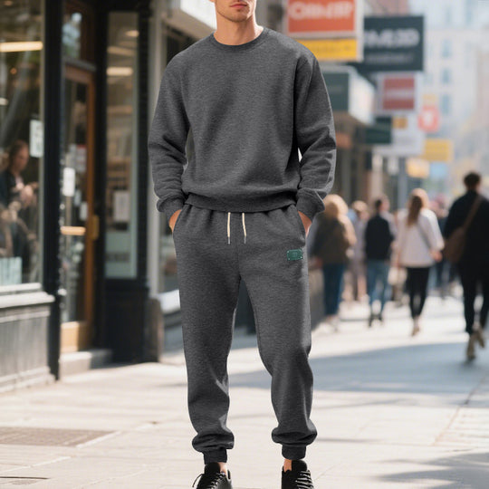 Herren lässiger Freizeitanzug mit weichem Fleece und elastischem Bund EB