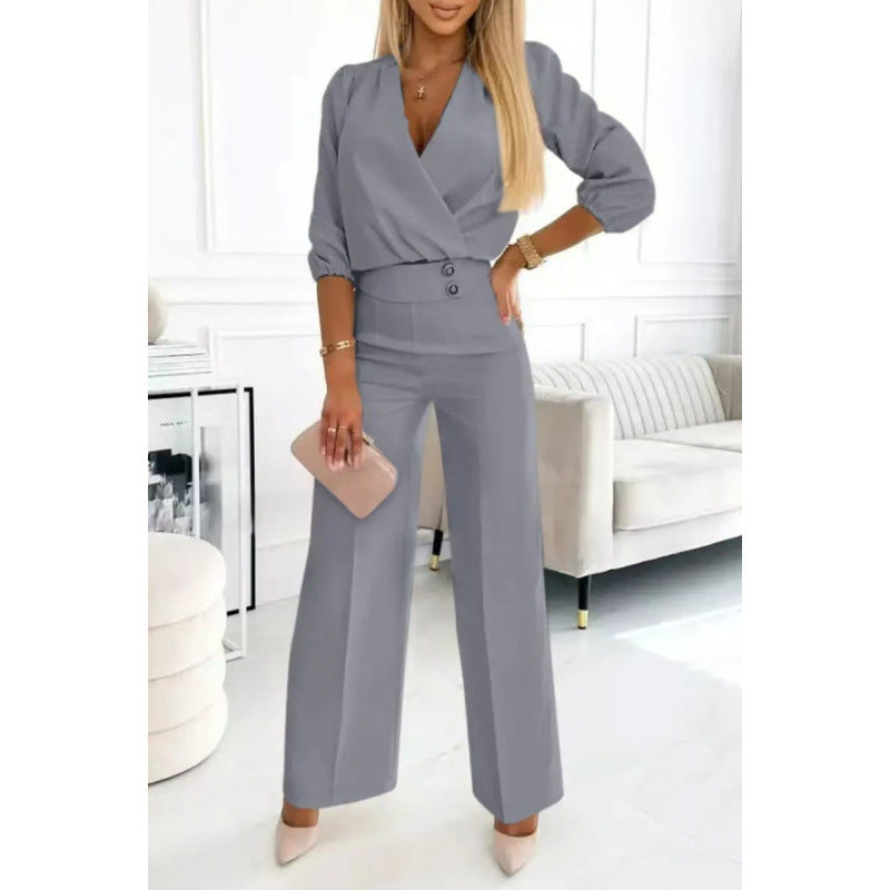 Damen elegantes Jumpsuit mit weiten Beinen EB