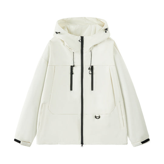 Herren wasserabweisende Outdoor-Jacke mit verstellbarer Kapuze und multifunktionalen Taschen EB